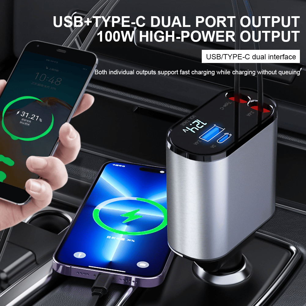 HOT SALE 49% OFF - Fast Charge Retractable Car Charger