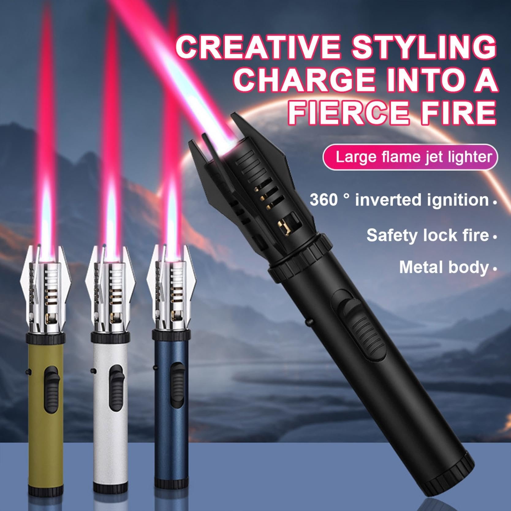 (BUY 2 SAVE 10% & FREE SHIIPING )-360° Windproof Lightsaber Torch Flame Lighter