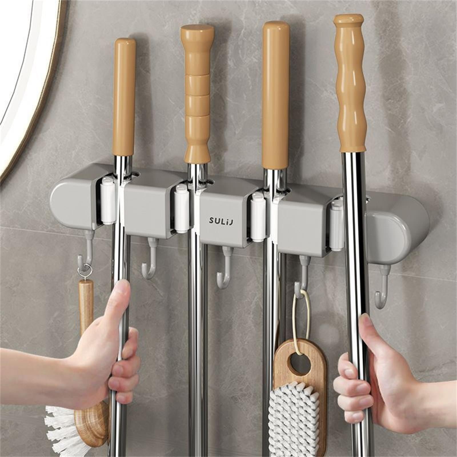 Punch Free Multifunctional Mop Holder