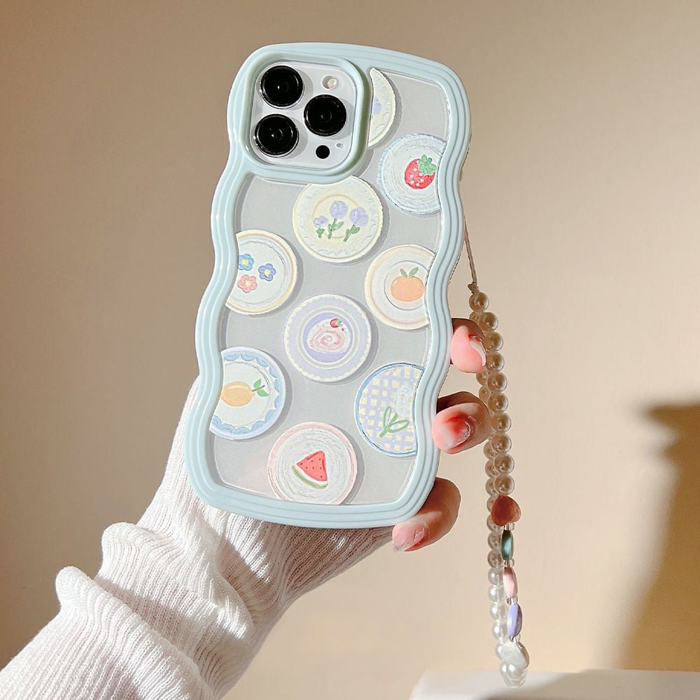 Case protector for iPhone Oil Painting illustrated Pearl bracelet