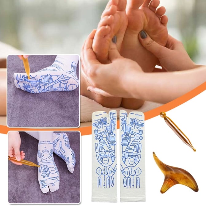 (Mother's Day Hot Sale- 45%OFF)-Reflexology Socks with Trigger Point Massage Tool