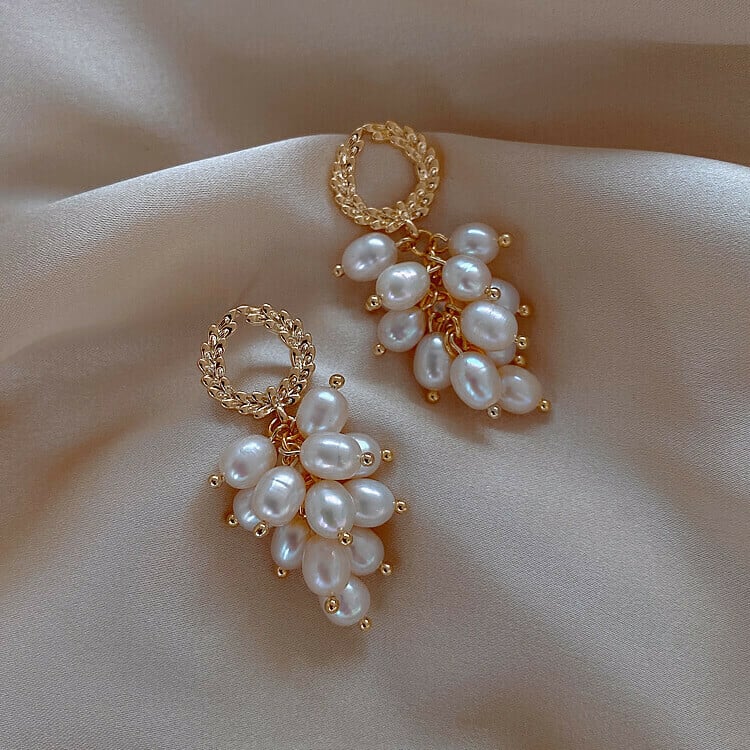 Multi Layers Strands Pearl Drop Earrings For Women Etrendy New Jewelry White Elegant Statement Earings