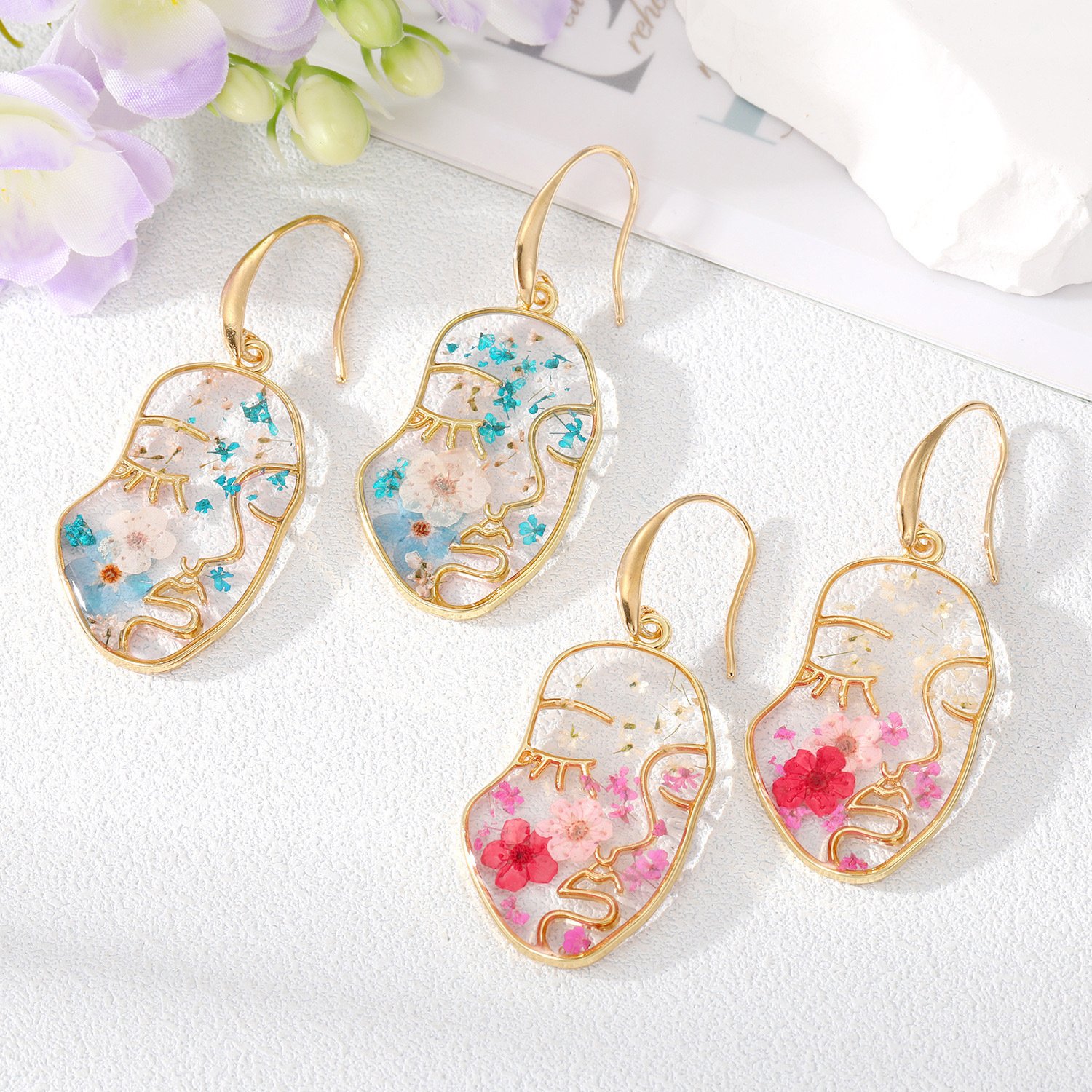 (HOT SALE NOW 49% OFF) - Abstract Face Forget-Me-Not Flower Earring