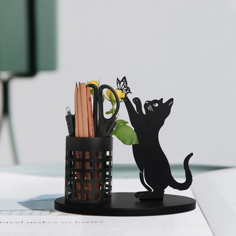 HOT SALE NOW 49% OFF  - Black metal cat pen holder - Free Shipping