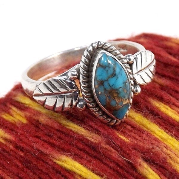 Last Day 49% OFFVintage Turquoise Leaf Ring