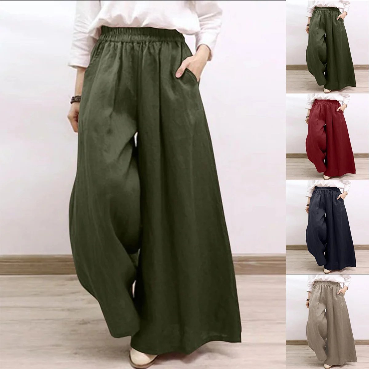 Cotton wide-legged trousers