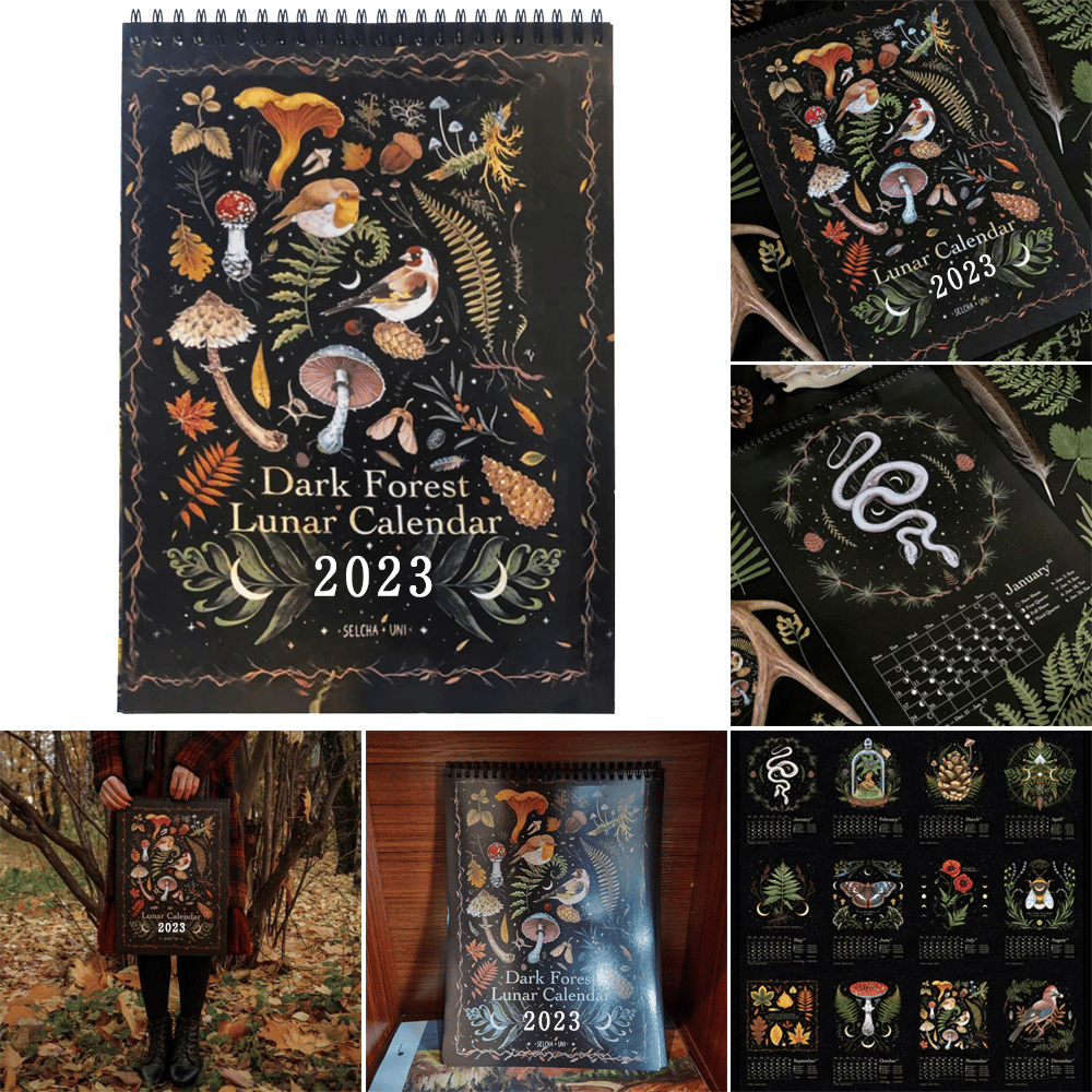 ️2023 Dark Forest Lunar Calendar Wall Decor Art Monthly Moon Calendar Wheel Gifts