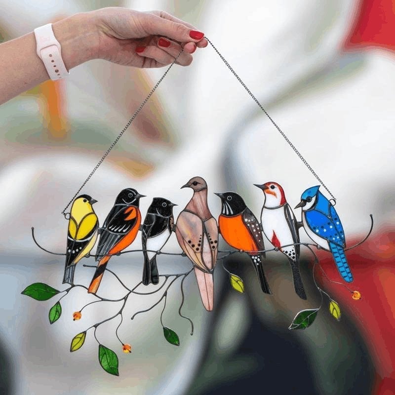 Last Day Special Sale The Best Gift-Birds Stained  Window  Panel Hangings