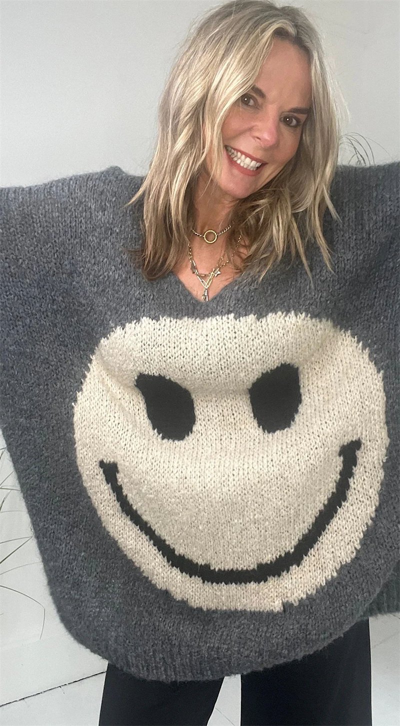 Smiley Face Long Sleeved Sweater