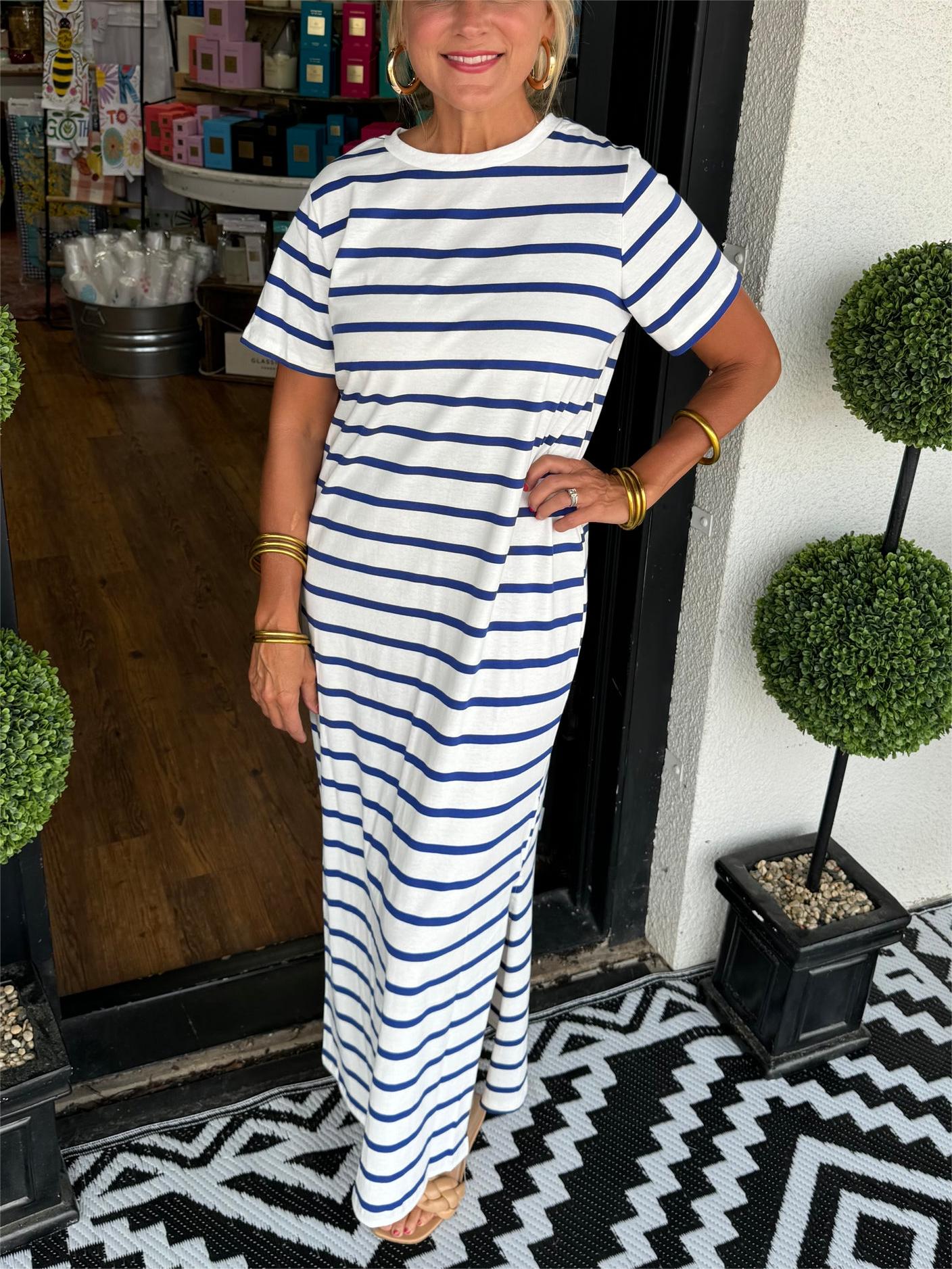 ✨Women's Striped T-Shirt Dress with Pockets (Buy 2 Free Shipping)