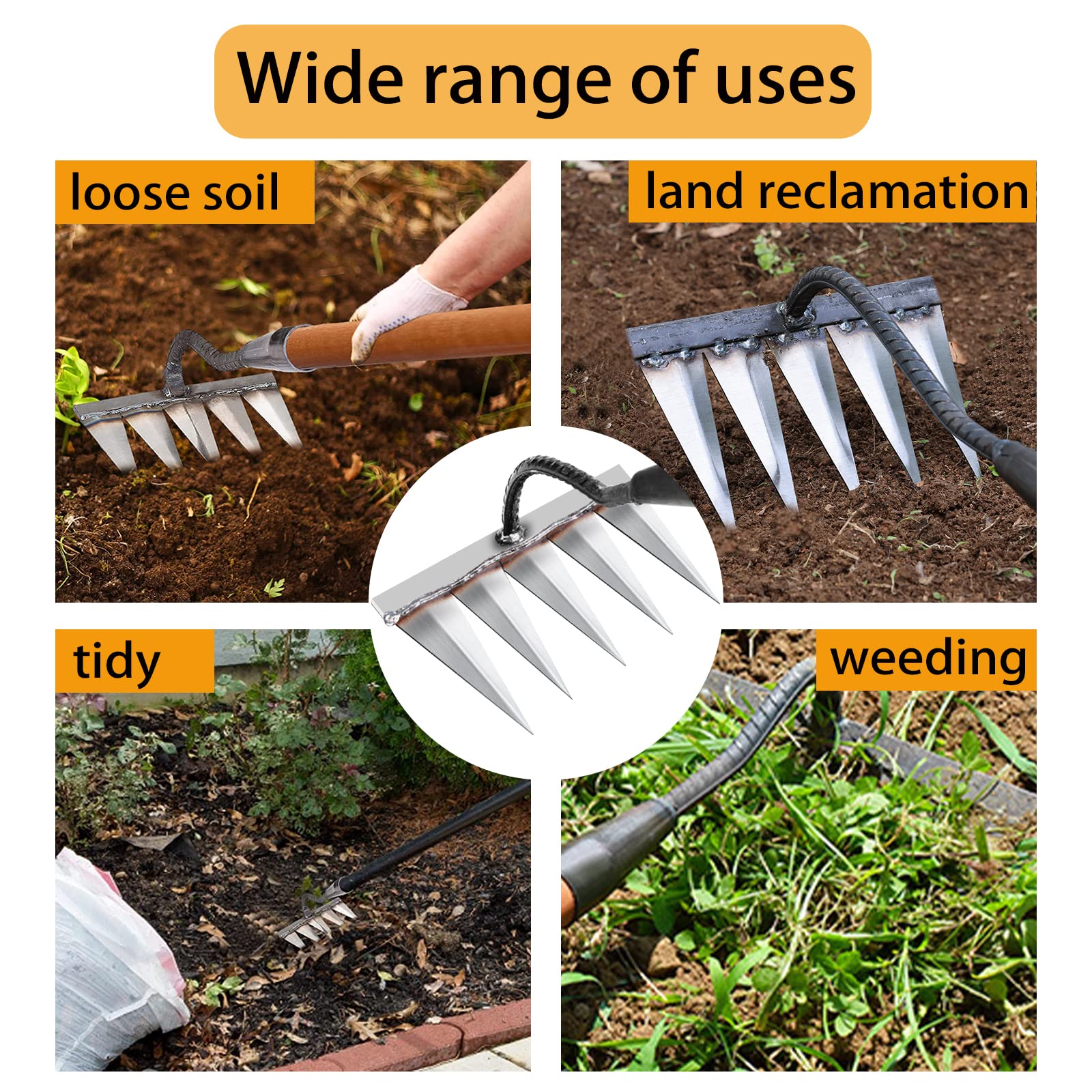 Multi-Purpose Carbon Steel Garden Rake