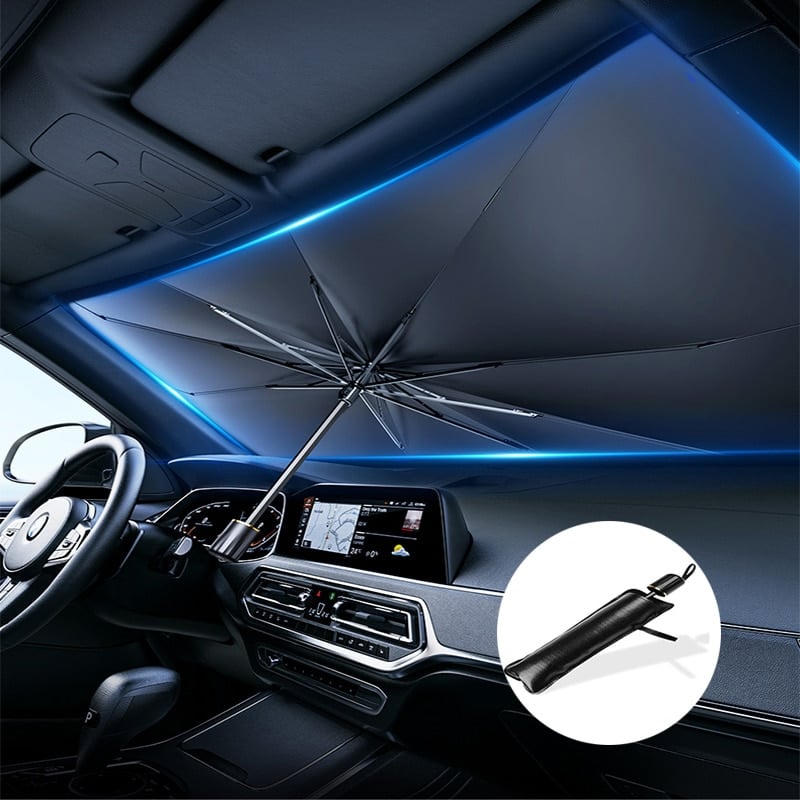 Car Windshield Sun Shade Umbrella - Foldable Car Umbrella Sunshade Cover UV Block Car Front Window (Heat Insulation Protection) for Auto Windshield Covers Most Cars