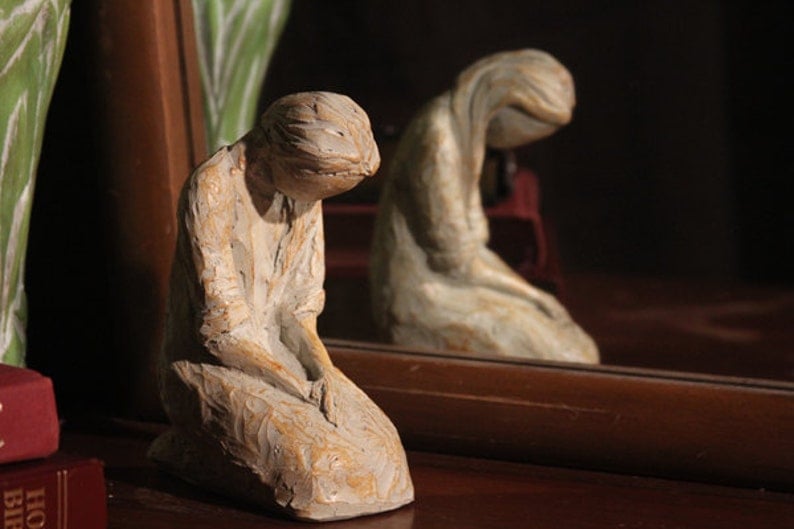 2024 New Year Hot SaleSweet Hour of Prayer, beautiful hand cast inspirational sculpture of woman praying