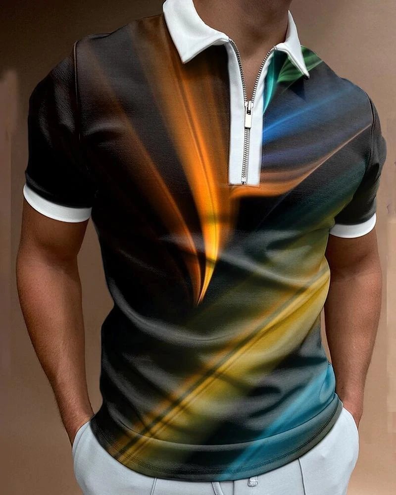 Men's casual printed polo shirt