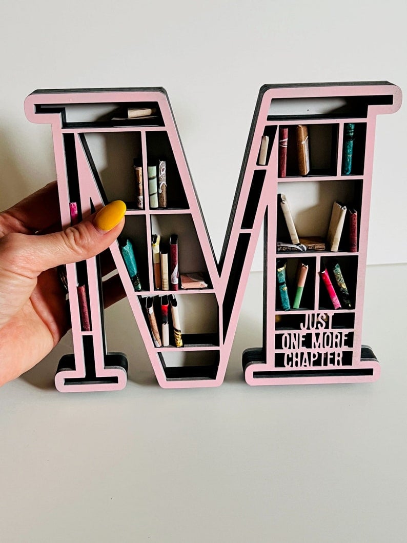 Custom Initial Book Lover Miniature Bookshelf