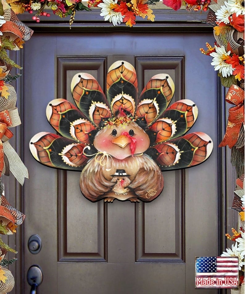 Turkey Wreath Wooden Door Hanger art