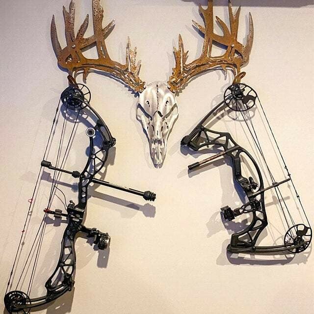 Metal deer skull bow or shotgun rack