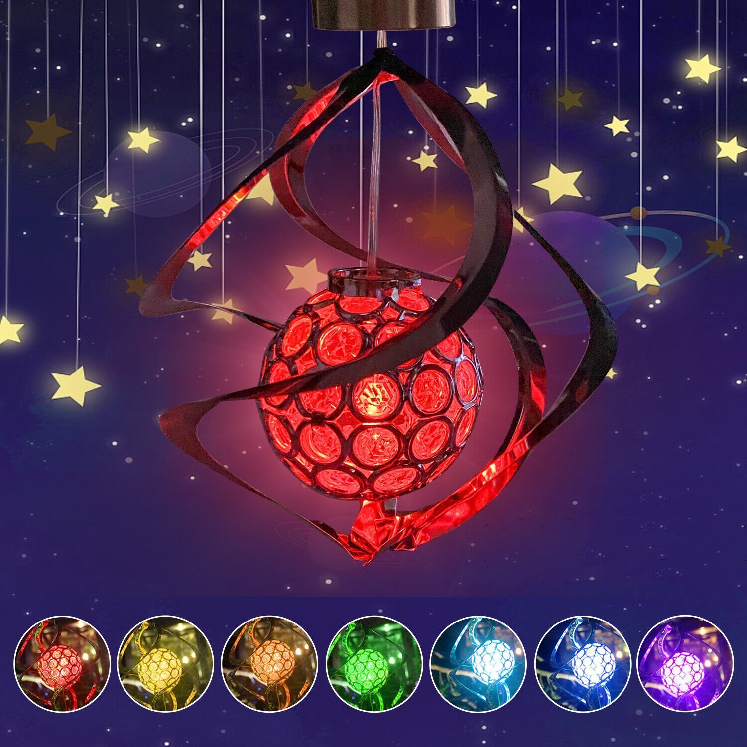 Last day 70% OFFSeven-color hanging solar wind chime light✨