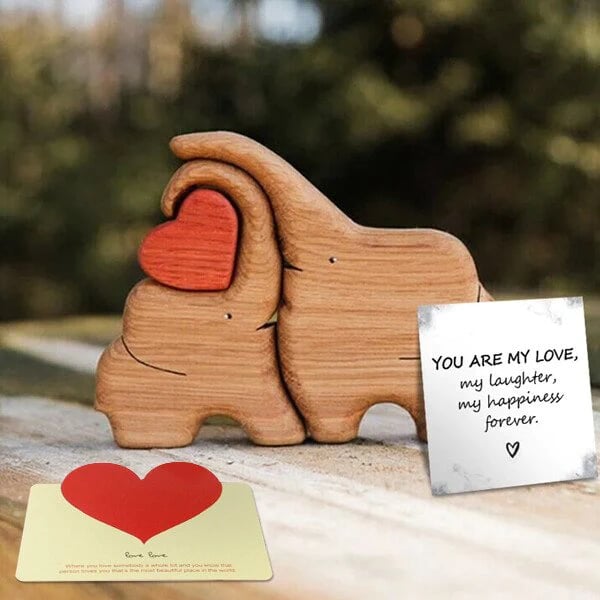 Hand-carved Wooden Cuddling Animals-Best gift to your loved one