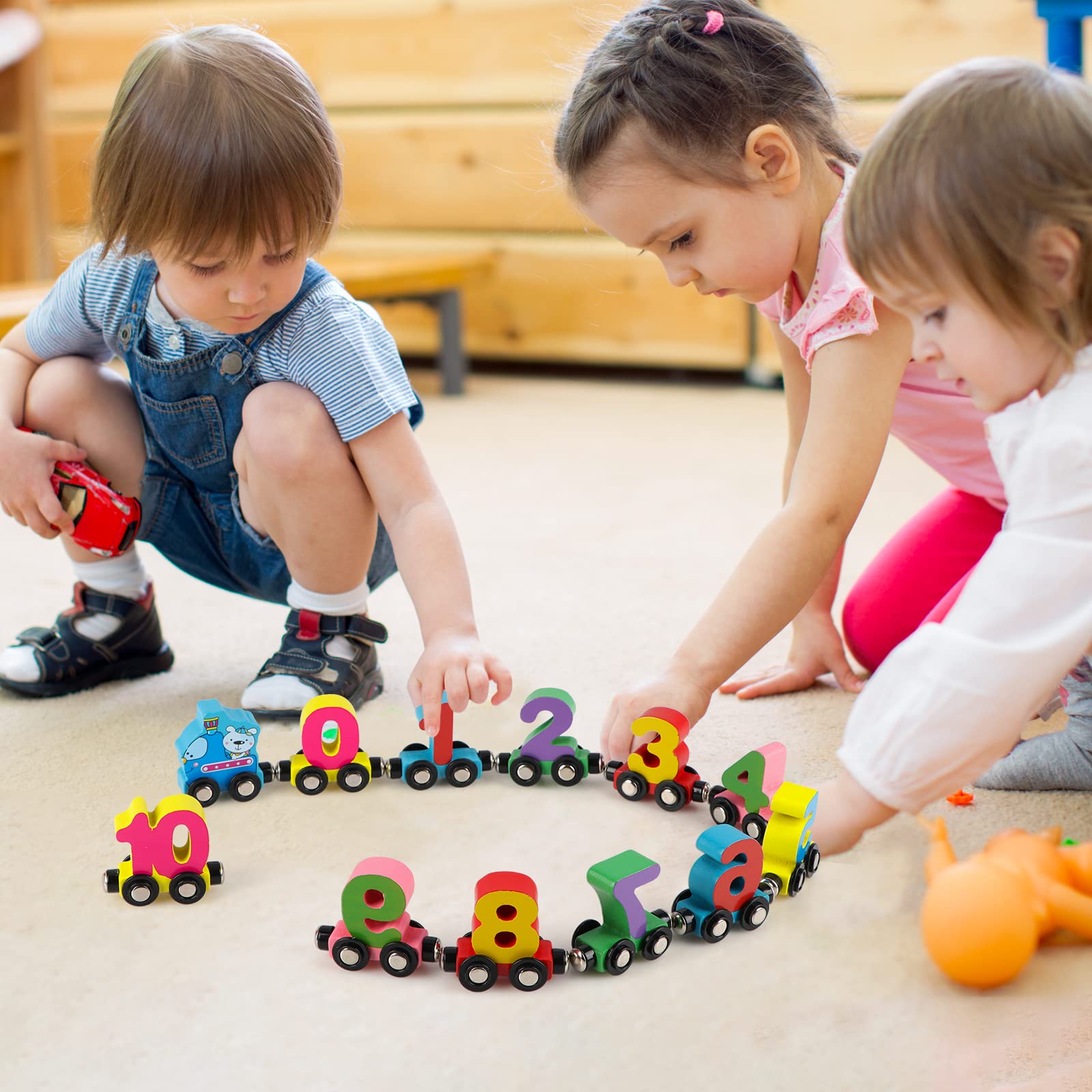 Last Day Promotion 40% OFF - Numbers And Letters Magnetic Train Puzzle Wooden Toy Car