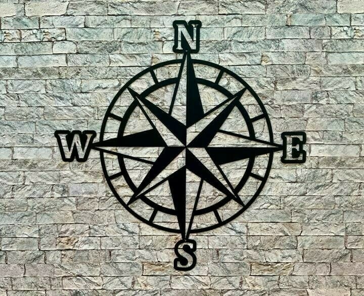 NAUTICAL ROSE COMPASS METAL ART