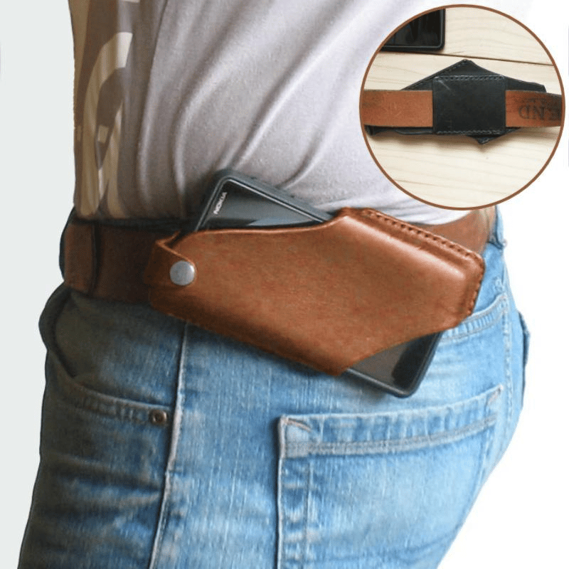 Men 6.5 Inch Leather Waist Belt Bag