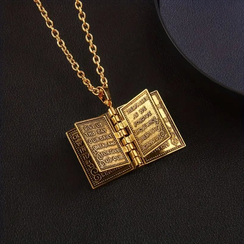 Bible Lords Prayer Charm Necklace