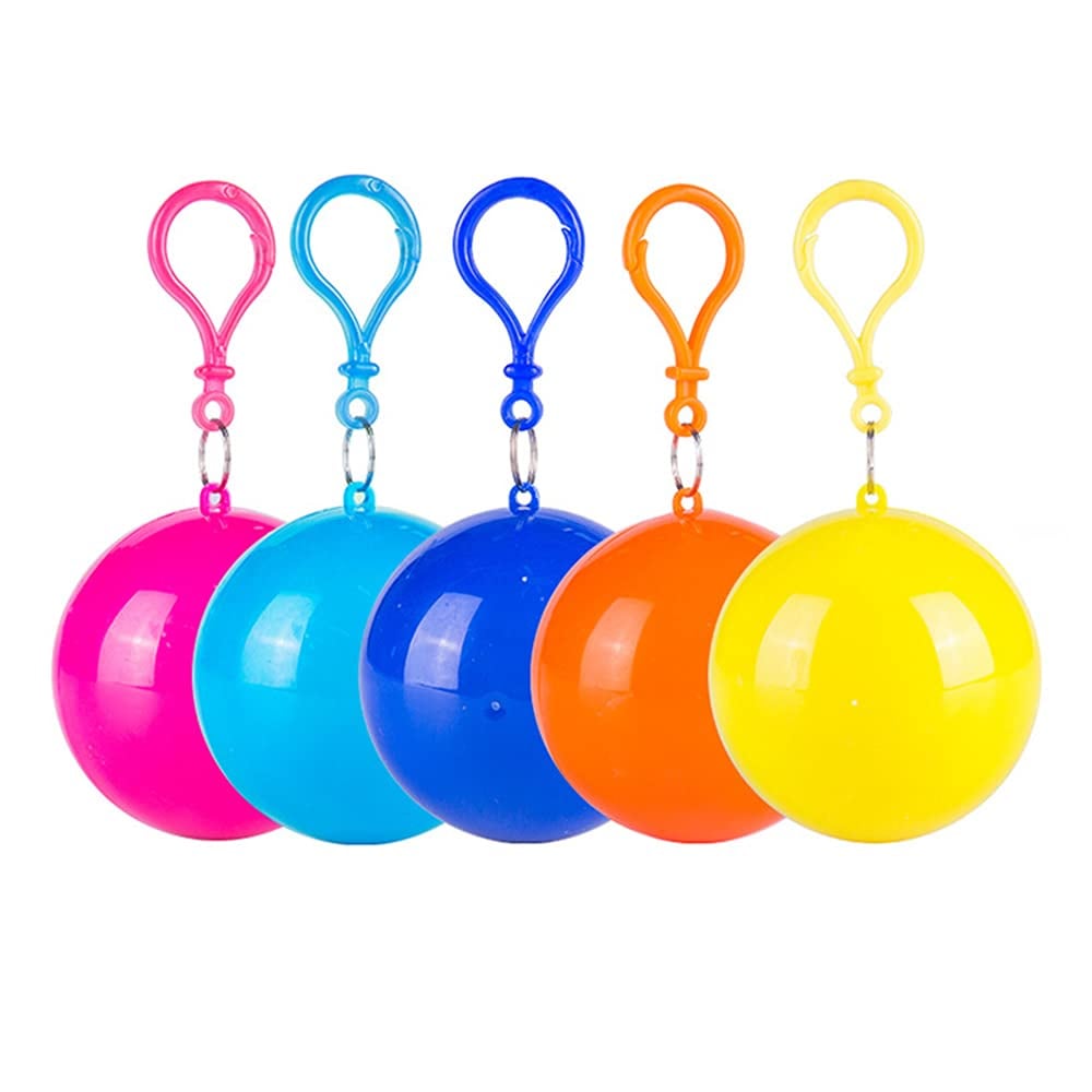 5 Pack Portable Disposable Emergency Raincoat Ball Poncho 5 Colors