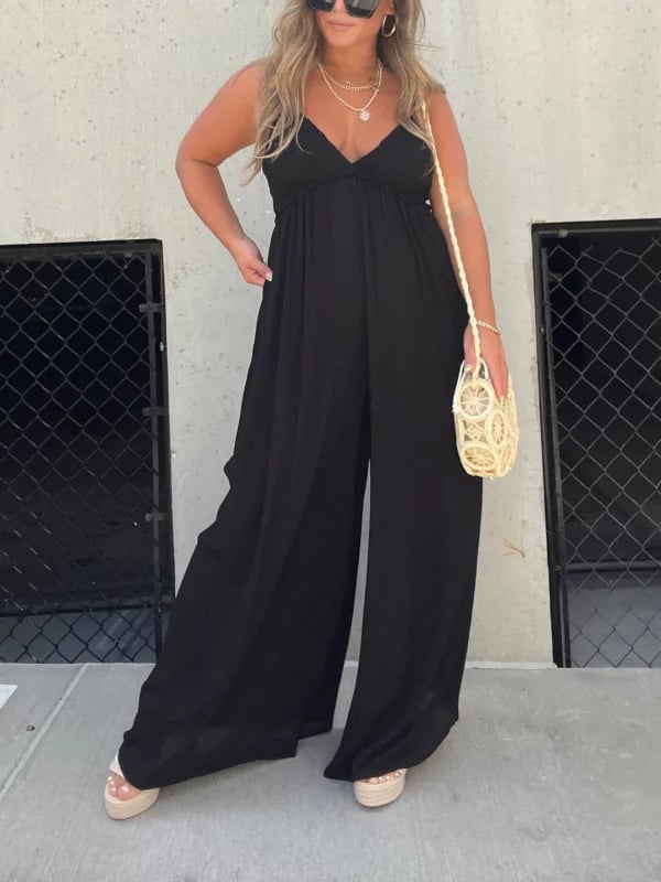 V-Neck Effortless Wide Leg Jumpsuit