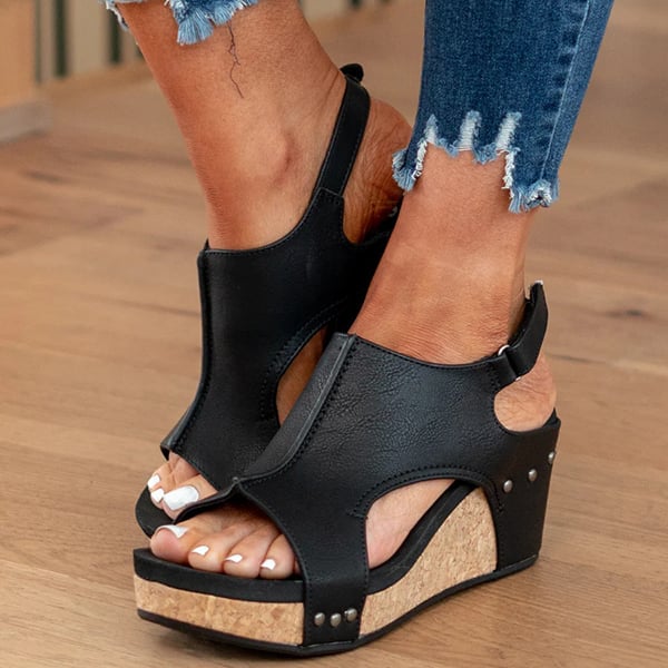 Last Day 50% OFF-Womens Comfy Velcro Wedge Sandals