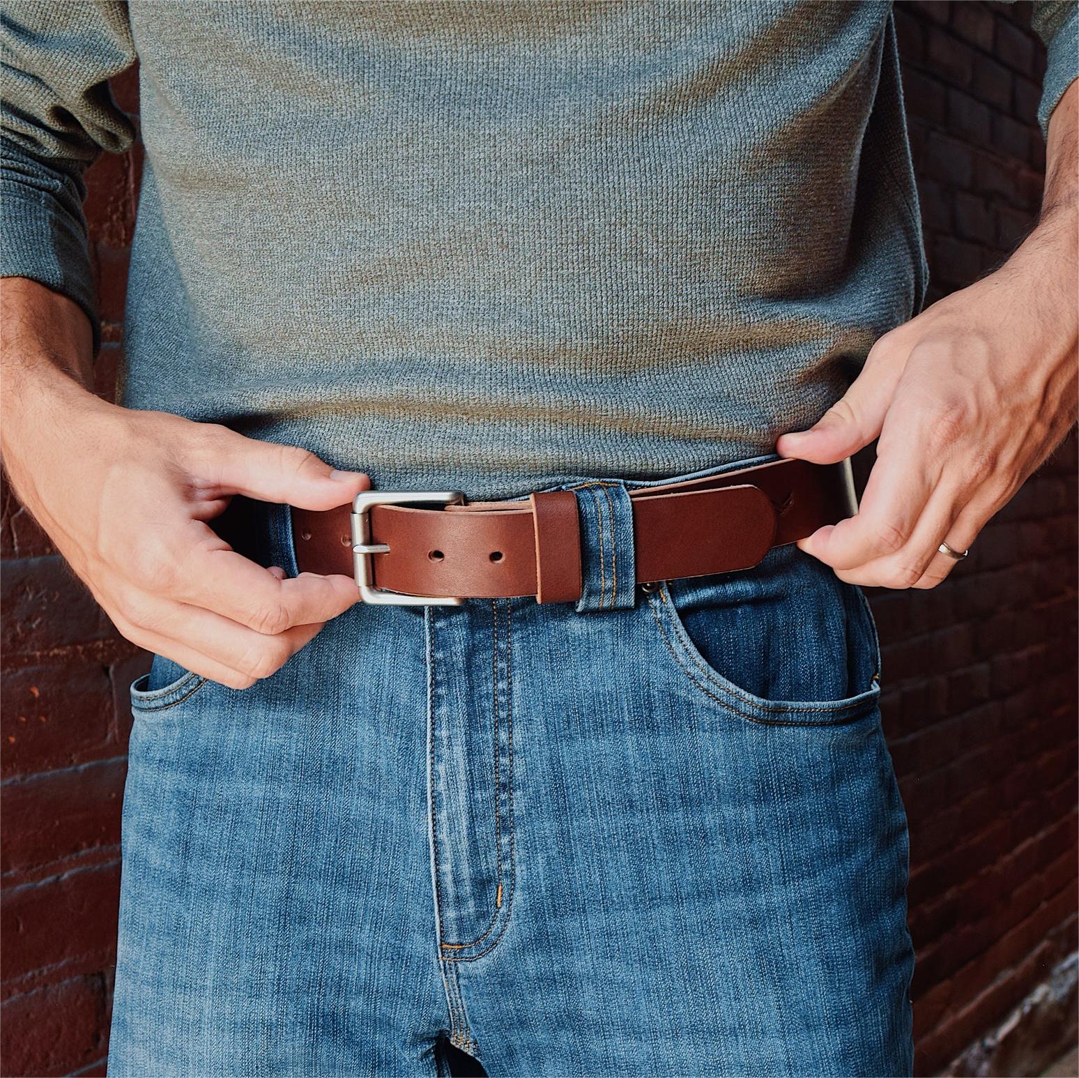 This Week's Special Price $25.98-Handmade full-grain leather belt