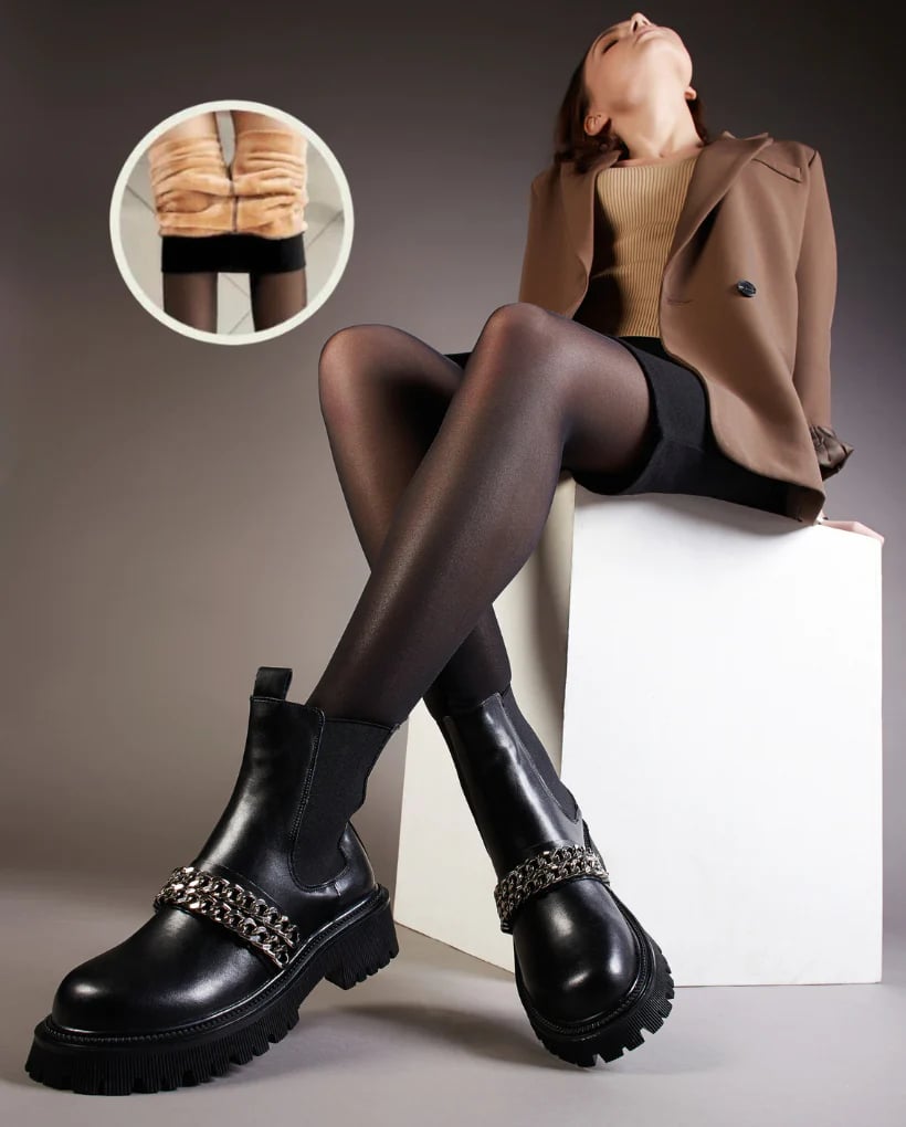 49% OFF-Flawless Legs Fake Translucent Warm Plush Lined Elastic Tights