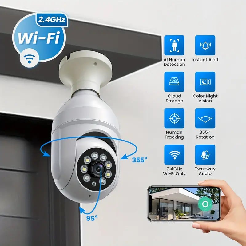 2023 HOT SALE-Wireless Wifi Light Bulb Camera Security Camera⭐⭐⭐⭐⭐（5/5）