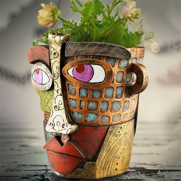 Clearance Sale - 49% OFF Handmade Picassoo Antique Bronze Abstract Beauty Face Flower Pot