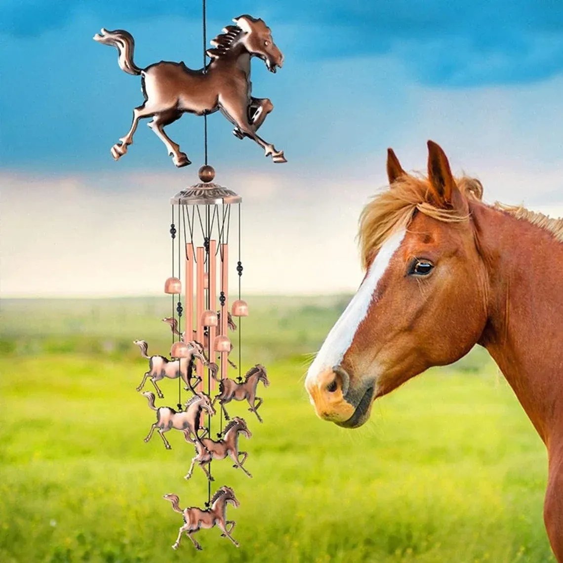 LAST DAY 49% OFF-Pure hand-made Copper Horse wind chimes |