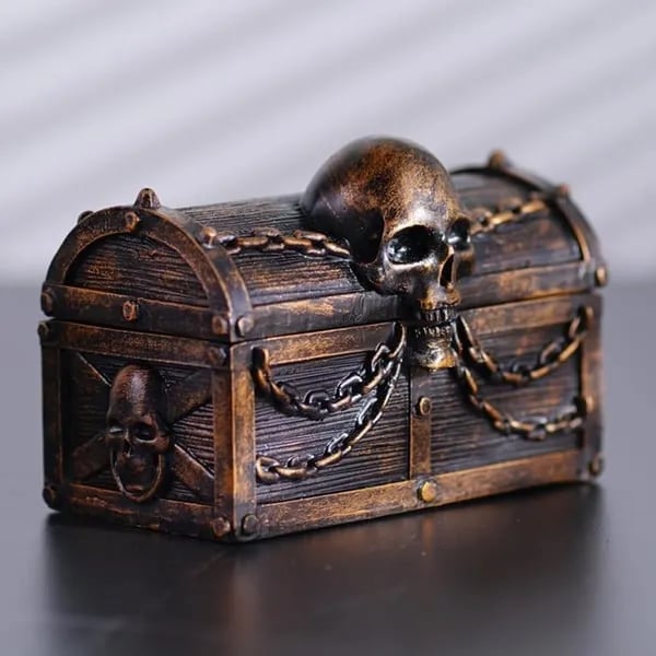 Handmade❤️‍Vintage Skull Pirate Treasure ChestBUY 2 FREE SHIPPING