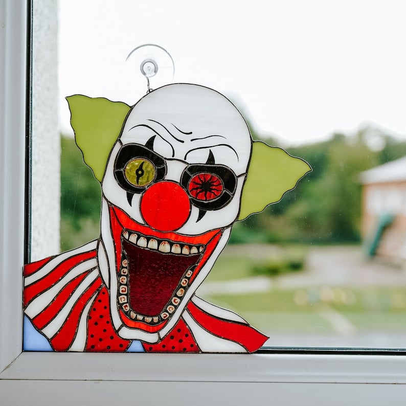 Pre-Halloween promotionStained Glass Clown Decor