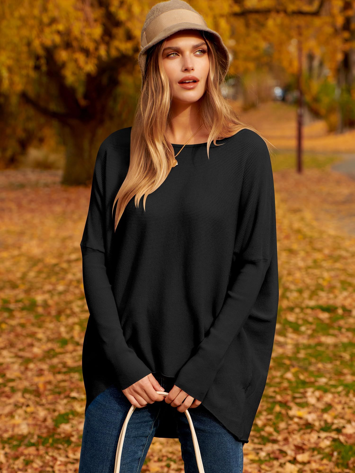 ✨Hot Sale 49% OFF⭐women's Irregular Oversized Dolman Sleeve Knitted Pullover